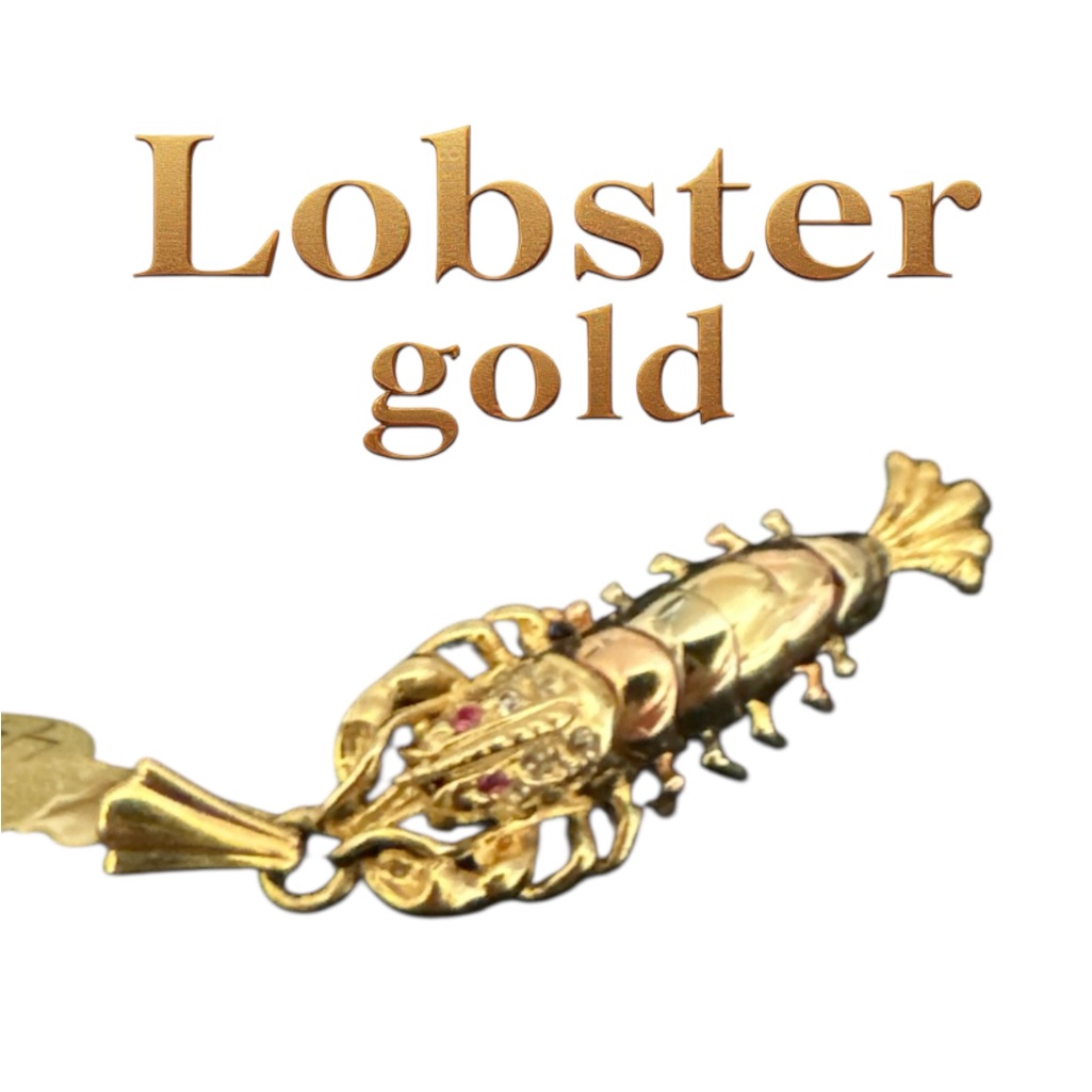 14 Kt Lobster Pendant/Charm Tri Color Gold Yellow/Rose/White